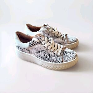 Sofft Parkin Leather Snakeskin Platform Natural White Comfort Sneaker‎ Shoe 6.5M